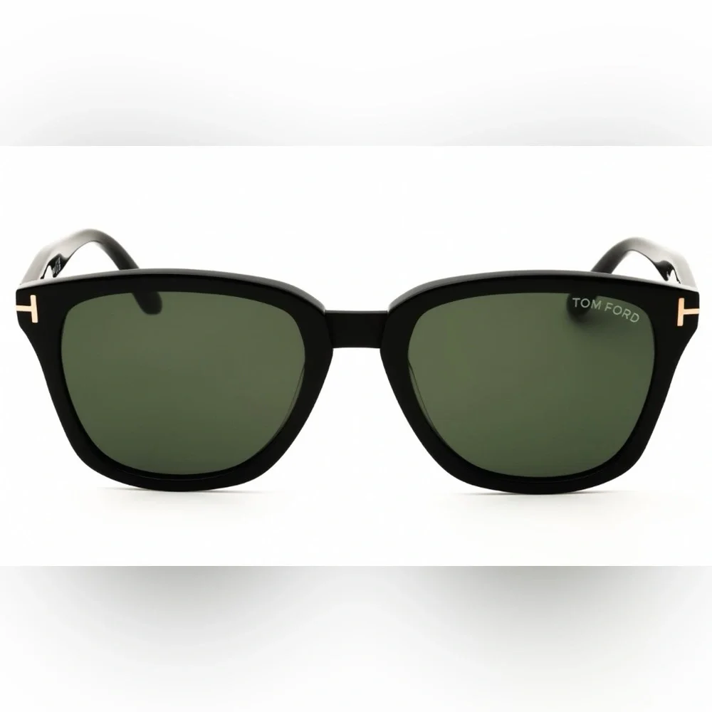 Tom Ford Black Frame Sunglasses with Green Lenses (NWT)